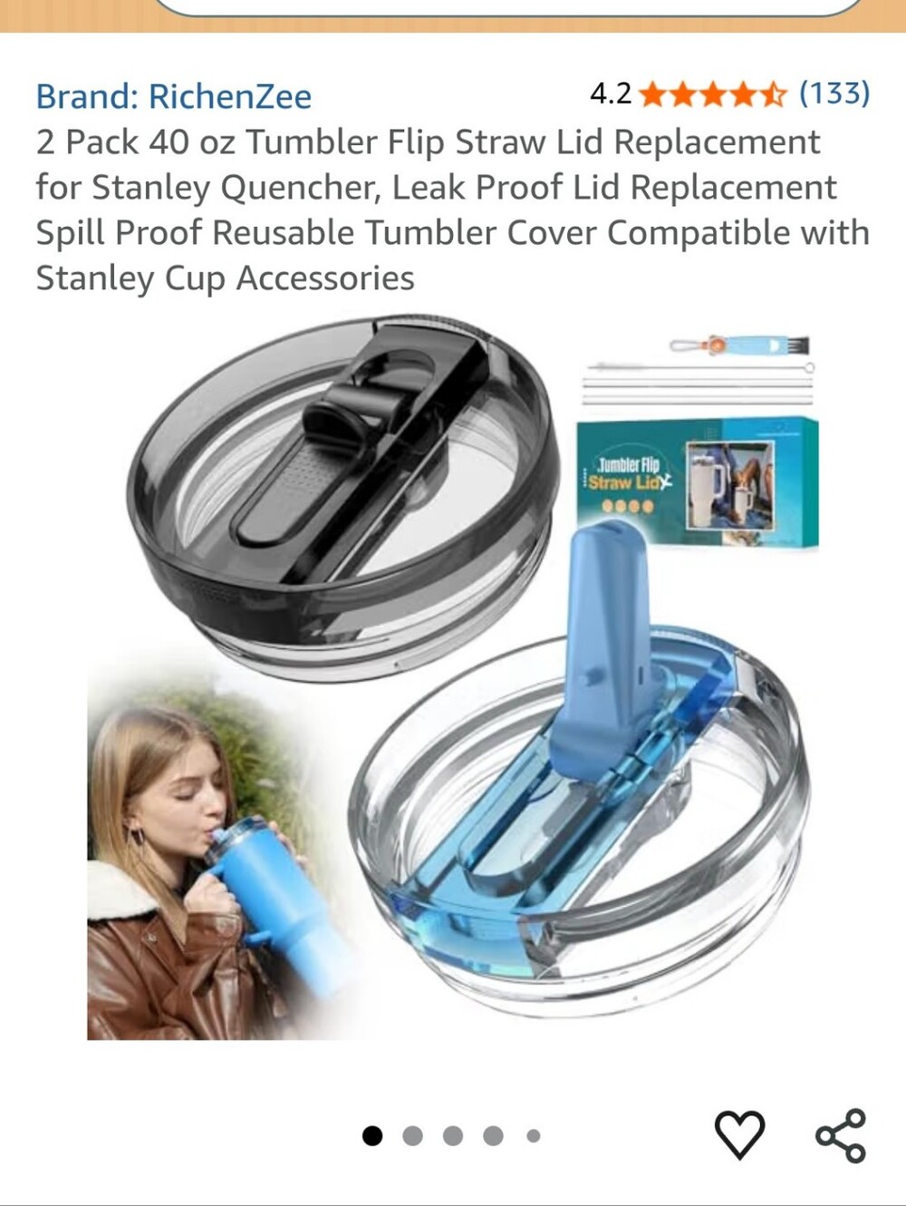 40oz Flip Straw Lid Replacement for Stanley Leak Resistant 2 Pack Purple & Green
